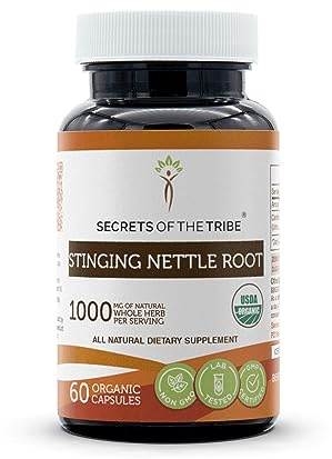 Secrets of the Tribe Stinging Nettle Root USDA Organic 60 Capsules | Made with Organic Vegetarian Capsules and Organic Stinging Nettle (Urtica Dioica) Dried Root (60 Capsules)