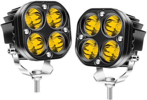 Willpower 2 gelbe LED Arbeitsscheinwerfer, 3 Zoll 40W LED Scheinwerfer, Led fernscheinwerfer für Auto Bagger Anhänger Traktoren LKW SUV offroad