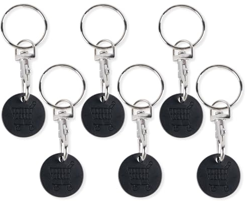 MEGAVOW 5 Pièces Porte Clé Jeton Caddie, Caddie Jeton, Einkaufswagen-Entferner, Cart Releaser, Porte-clés en Métal pour Chariot de Courses, Débloqueur, Porte-Clés à Puce für Alle Einkaufswage