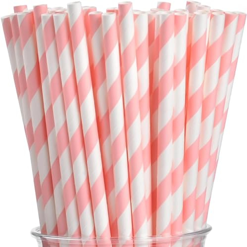 Cannucce di Carta Colorate Biodegradabili per Feste, Matrimoni e Occasioni (Rosa - Confezione da 200)