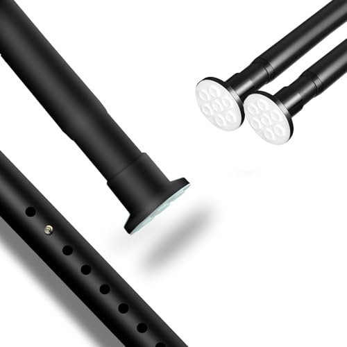 Gardinenstange ohne bohren 110cm-160cm,Teleskopstange Ø32mm,Vorhangstange klemmstange für ihre Gardinen,Trennwand und Balkon,Duschvorhangstange,Spannstange,Schwarz