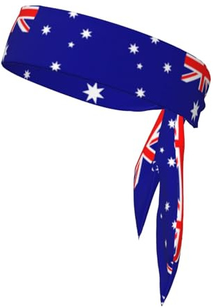 Australian Flag Print Head Tie Headbands for Men Women, Adjustable Bandana Sweatbands Hair Wrap Bands for Sports