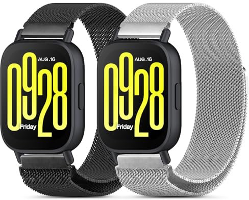 CHANRASI 2 Stück Ersatzarmband Metall Kompatibel mit Xiaomi Redmi Watch 5 Active/5 Lite Armband Damen Herren,22mm Armbänder Magnet Edelstahl Kompatibel mit für Xiaomi Redmi Watch 5 Active/5 Lite