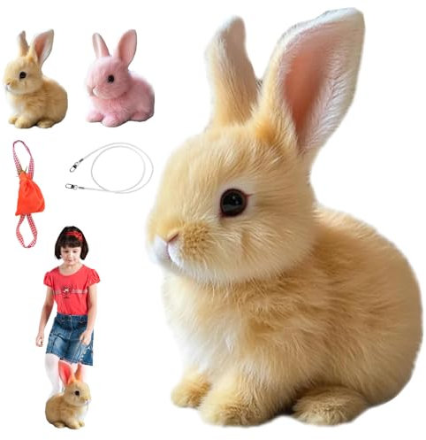 My Realistic Bunny Pal Toy, Easter Interactive Bunby Plush Toys with Leash, Hopping Rabbit Toy with Glowing Ears Walking and Talking, Stuffed Animal Bunnies Pets Easter Educational Toys for Kids