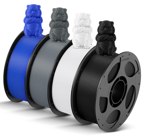 ANYCUBIC PLA Filamento per Stampante 3D, Filamento di Stampa Intelligente Identificazione Intelligente, Bobina Rimovibile e Riutilizzabile, Dimensioni +/- 0,02 mm, Nero+Bianco+Grigio+Blu, 4KG