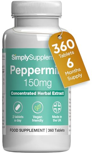 Peppermint Herb Powder 150mg | Vegan & Vegetarian Friendly | Highly Concentrated Extract | Supports Digestion & Immunity | 360 Tablets | Manufactured in The UK