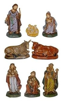 Chianese Set 8 Pastori Presepe 7 cm in plastica policroma dipinta a mano | Statuine Natività per presepio tradizionale | Figure dettagliate per decorazione natalizia