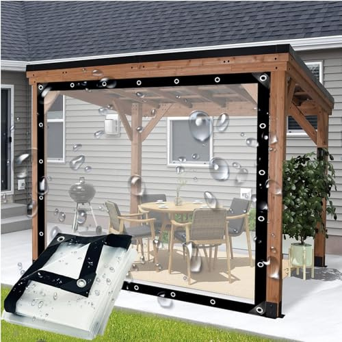 Clear Tarp Waterproof with Grommets, 8x10ft 5mil Vinyl Tarps Cover for Patio, Outdoor, Camping, Plant, Garden, Chicken Coop, Cat Litter