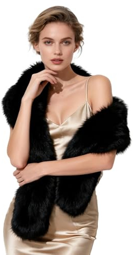 Faux Fur Shawl Wrap Soft Stoles for Women Winter Warm Fake Collar Shrug Coat Accessory Bridal Wedding Evening Dresses