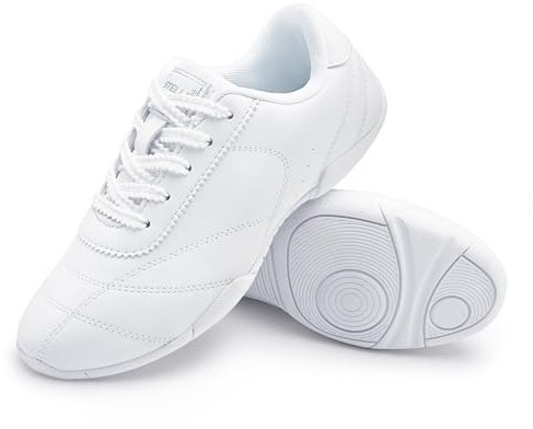 Stelle Cheer Shoes Women White Cheerleading Shoes Youth Cheer Dance Sneakers Lightweight Athletic Training Tennis Shoes（White,7MW）