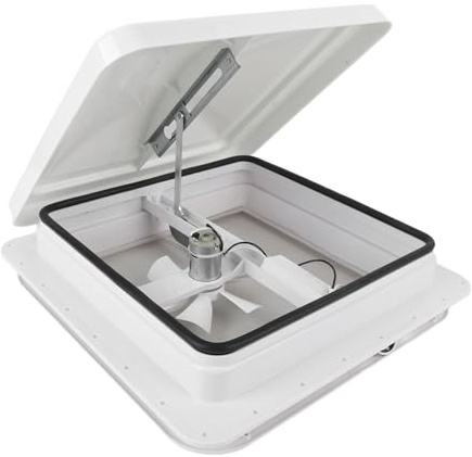 MasYosh Ventilateur de Toit pour Camping-car de 14 Pouces, Moteur Réversible DC12V avec Télécommande, Lame de 6 Pouces, Moustiquaire en Acier Inoxydable, pour Remorques de Camping-car,