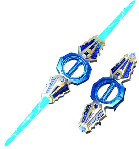 Générique Sabres Lumineux pour Enfant, épée de feu, Jouet Sabre laserd à Double Tranchant avec lumières et Son LED 7 Couleurs, épée de Sabre Lumineux rétractable, Accessoires de Cosplay