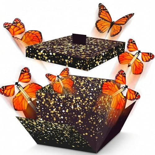 FeiatPogra 8Pcs Flying Butterflies Explosion Gift Box - Pop Up Surprise Present for Valentine's Day Birthday Anniversary DIY Decorative Box with Confetti