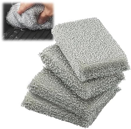 MUNZE Esponjas De Limpieza De Cocina, Juego De 4 Piezas De Lurex, Versátiles, Plateadas, Dimensiones 12,5X8X1,8 Cm, Para Limpieza Profunda