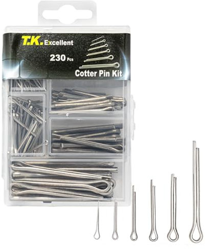 T.K.Excellent 230 Stk Splinte Sortiment Edelstahl Splinte Set, Metallsplinte für Autos Wohnmobile