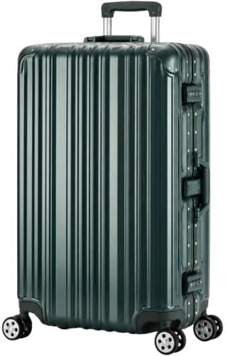 Travelhouse London T1169 Resväska med hårt skal och aluminiumram, rullväska, olika storlekar och färger, Grön, Großer Koffer