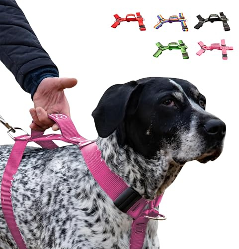 Bub's® Pettorina grande con manico anti-tiraggio, a forma di H, per cani, grande con manico, rosa