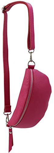 SH Leder ® echt Leder Hüfttasche Damen Herren Unisex Gürteltasche für Festival Reise Bauchtasche kleine Crossbody Bag Frauen Ledertasche 23x12cm AVA G292 (Pink)