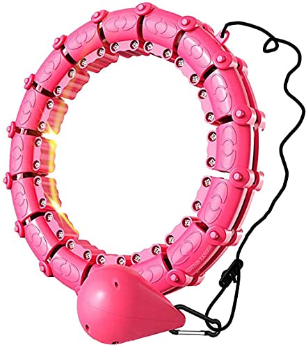 Weighted Smart Hula Ring Hoops, Weighted Hula Hoop With Auto-Spinning With slide switch, Detachable Knots Size Adjustable Smart Hoola Hoop with 360 Auto Rotation Massage