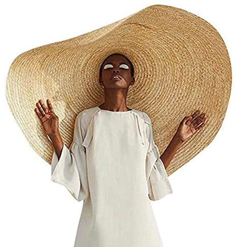 Settoo Sombrero de paja grande para mujer, sombrero de paja para el sol con ala ancha, sombrero de verano anti rayos UV, plegable (56-58 cm)