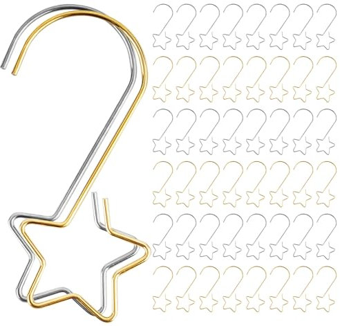 Adorfine 120 Stück Kugelaufhänger Gold Stern S Haken Weihnachtsbaum Haken Weihnachtsbaumschmuck Christbaumkugeln Aufhänger Perfekt für Deko-Anhänger