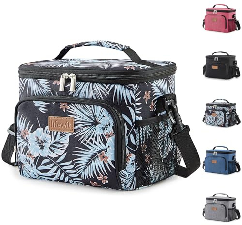 Lifewit Isolierte Kühltasche, Wiederverwendbare Lunchtasche, Tragbare Kühlbox auslaufsicher, Tragetasche mit verstellbarem Schulterriemen für Erwachsene für Arbeit/Picknick, Blume, 9L 12 Dosen