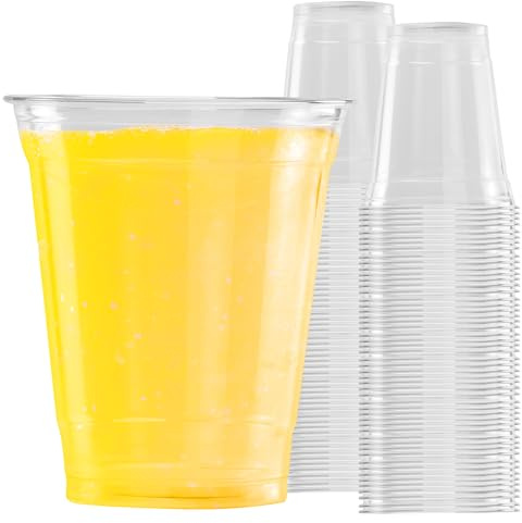 Sabco - 50pcs Milkshake Cups - Clear Plastic Smoothie Cups - Ideal For Milkshake Frappe Juice Smoothie Boba Iced Tea Coffee Beer Drink Slush - Perfect For Takeaway & Restaurants. (10oz)
