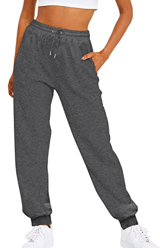 Pantalons de Survêtement Femme Sport Pantalons De Jogging LâChe d'entraînement Bas Sport Pants Uni-Couleur avec Poche en DéContracté Automne Hiver Tracksuit Taille Élastiqué Cravate Pieds
