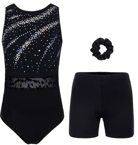 JOYSTREAM Gymnastics Leotards for Girls, Adult, Child With Shorts Activewear Sparkly Sequin,7-8Years
