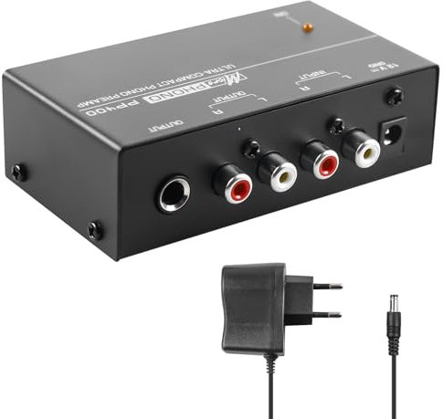 Phono preamplificatore Phono Preamp per giradischi con sistemi di scansione M/M, preamplificatore audio stereo elettronico, interfacce RCA input & output, preamplificatore fonografico