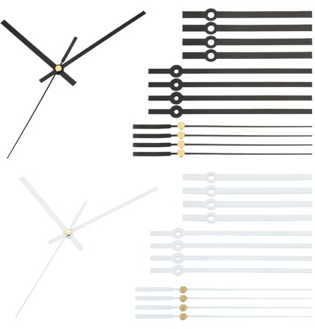 PATIKIL Replacement Clock Hands Kit, 10 Set Replacement Clock Hands Kits Clock Mechanism Movement Aluminum Wall Clock Hands Parts for Wall Clock Repair DIY, Black,White, A06/A07