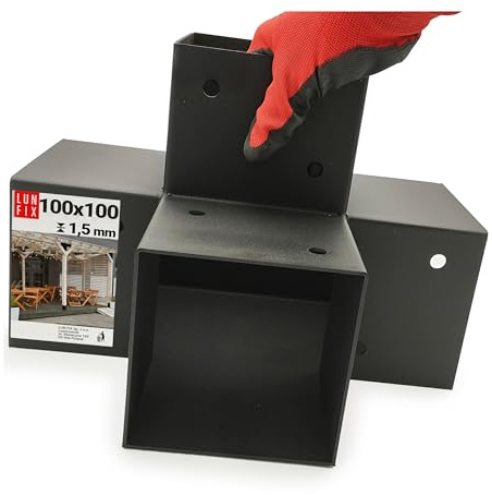 Staffa angolare 90° X 102x206x306x2 mm, connettore per pali in legno, staffe angolari per legno e travi, staffe fissaggio travi robuste, angolari metallo robusti per pergola gazebo fai da te Lun Fix