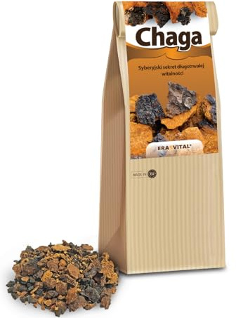 Chaga Pilz grob gemahlen wild in den Wäldern Sibiriens gesammelt schonend getrocknet vegan Broschüre mit vielen Rezepten (150 g (1er Pack))