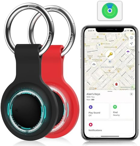 buscador de Objetos iPhone Air tagg (Paquete de 2) Funcionan con Apple Find My (Solo iOS), Son Impermeables IP67 y rastrean Llaves, Equipaje, Mascotas y más.