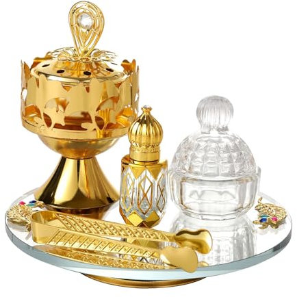 Juego de quemadores de incienso de hierro de vidrio con charola, pinzas, tarro, centros de mesa, decoración para dormitorio, chimeneas