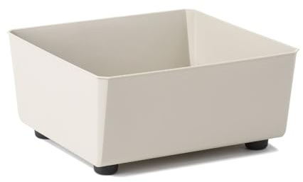 LAMELA Jardinière Carrée avec Pieds Élégants – Bac À Fleurs Beige en Plastique Robuste 28,5 x 28,5 cm, 7,5L – Résistant Aux Intempéries & Facile À Entretenir – pour Intérieur & Extérieur
