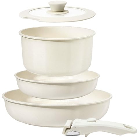Juego de 5 Sartenes de Ceramica, Sarten Antiadherente Induccion, 16/18/20 cm Olla Pequeña, Sartenes con Mango Extraible, para Todo Tipo de Cocinas