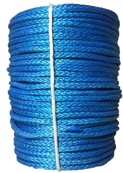 IRGVJIFR Fune di Traino Cavo di Traino 8 mm x 100 m in Fibra UHMWPE ad Alta Resistenza, Cavo di Traino Marino a 12 Fili Intrecciati in Fibra Sintetica for verricello, for Auto(Blue)