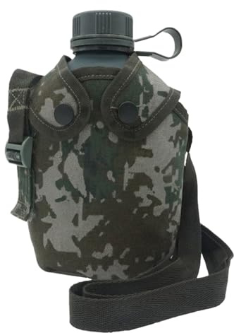 Armero De Botella De Agua De Aleación - Cantina De Hidratación De Senderismo De Campamento 1L Con Cubierta De Camuflaje | Botella De Agua Deportiva Al Aire Libre Con Correa, Cantina De Aluminio Durade
