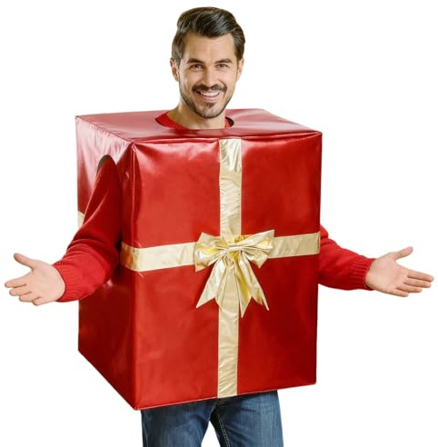 Maryparty Present Christmas Costume Fancy Dress Large Present Costume for Adults Xmas Party Outfit
