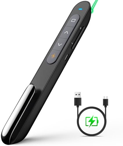 NORWII N76GBK Grüner Laserpointer Presentation 100M, Wireless Presenter Wiederaufladbarer Presentation Clicker für Powerpoint, Unterstützt Mac/Hyperlink/Volumen