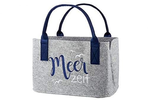 Große maritime Filztasche. Shopping Komfort auf 40 x 26 x 26 cm. Modell MEERZEIT. Viel Stauraum