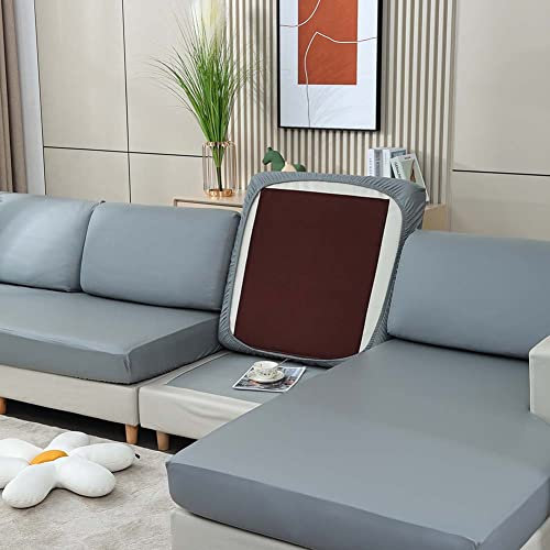 Waterproof PU Leather Sofa Cover with Elastic Band,Non-Slip Slipcover for Caravan Couch Seat Cushion Cover,Anti-Stratch Corner Furniture Sofa Seat Cover