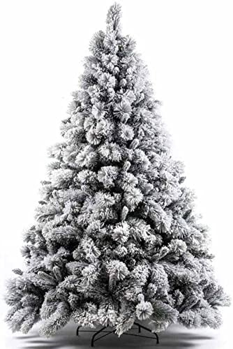 BAKAJI Albero di Natale Super Folto Pino Innevato Bianco con Base a Croce in Metallo Pieghevole di Altissima Qualità, 955 Rami Punte Montaggio Facile con Rami a Innesto (Bianco Gran Sasso, 180 cm)