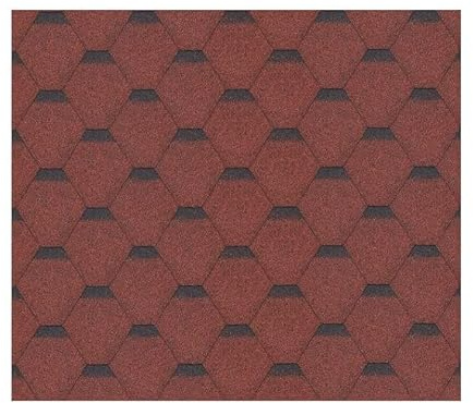 Lot de bardeaux bitumineux Hexagonal Rock H334RED, couleur rouge - bitume toiture Timbela M334 pour chalet de jardin