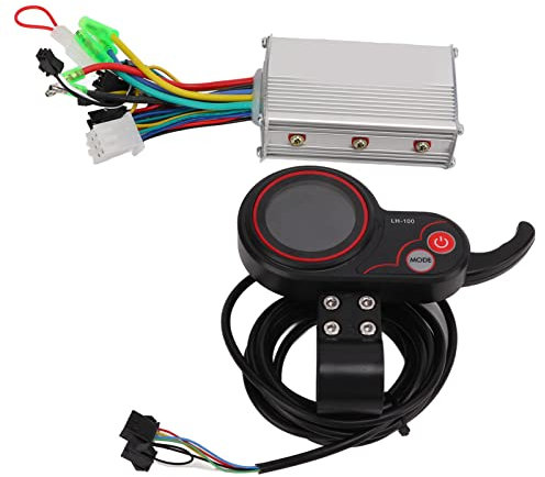 BuyWeek Elektrofahrrad Brushless Motor Controller, 24V 36V 48V 350W E-Bike Bürstenloser Controller LH100 LCD Display Panel mit Daumengas 2 in 1 Integrierter Kabelbaum, für Elektroroller