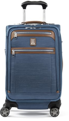 Travelpro Platinum Elite Softside Expandable Carry on Luggage, 8 Wheel Spinner Suitcase, USB Port, Suiter, Men and Women, Coastal Blue, Carry On 21-Inch