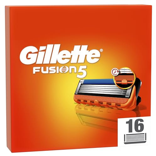 Gillette Fusion5 Recharges De Lames De Rasoir Pour Homme, 16 Recharges De Lames, Avec Cinq Lames Anti-Friction Pour Un Rasage De Près