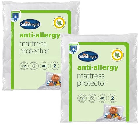 Silentnight Anti Allergy Mattress Protector - Ideal for Allergy and Asthma Sufferers Protecting Against Bacteria and Dust Mites - Bed Cover Pad with Fit Straps, Machine Washable, 2 Pack, King