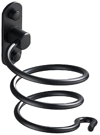 YWHWXB Badezimmer-Haartrocknerhalter, Spiral-Föhn-Rack, Wandhalterung aus Aluminium (Schwarz)